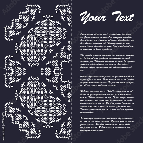 Vintage style brochure template design with modern art eastern elements and ornament, pages layouts in color, classic colors and creative solutions for design and decoration - postcard, menus and more