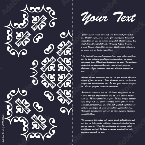 Vintage style brochure template design with modern art eastern elements and ornament, pages layouts in color, classic colors and creative solutions for design and decoration - postcard, menus and more