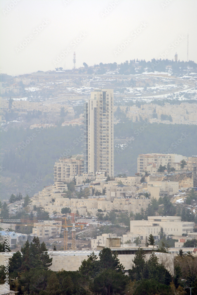 Jerusalem panorama of modern city with a bird's-eye view