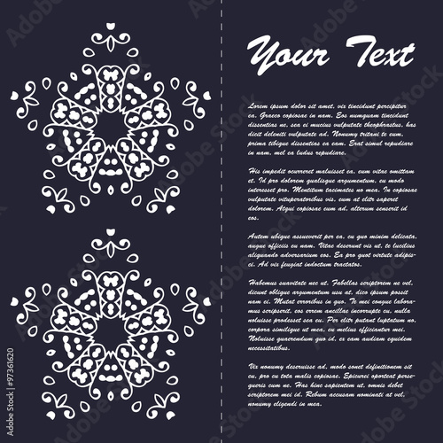 Vintage style brochure template design with modern art eastern elements and ornament, pages layouts in color, classic colors and creative solutions for design and decoration - postcard, menus and more