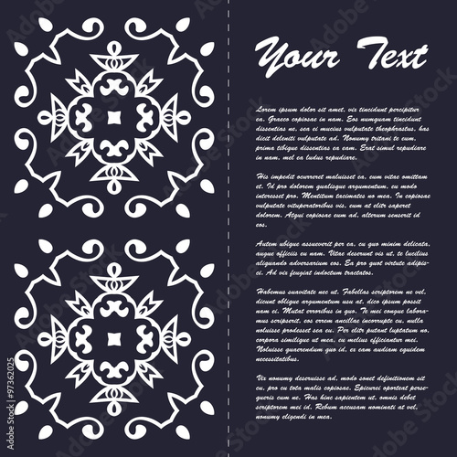 Vintage style brochure template design with modern art eastern elements and ornament, pages layouts in color, classic colors and creative solutions for design and decoration - postcard, menus and more