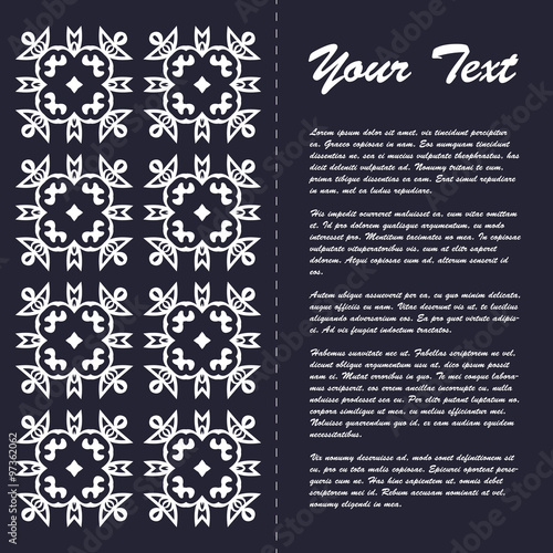 Vintage style brochure template design with modern art eastern elements and ornament, pages layouts in color, classic colors and creative solutions for design and decoration - postcard, menus and more