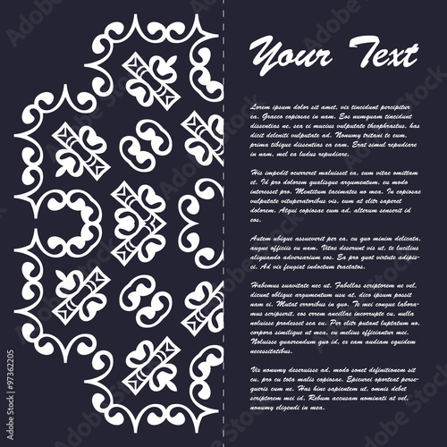 Vintage style brochure template design with modern art eastern elements and ornament, pages layouts in color, classic colors and creative solutions for design and decoration - postcard, menus and more