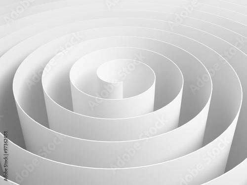 White 3d abstract spiral made of paper tape