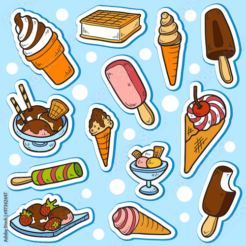 Set of vector stickers (ice cream)