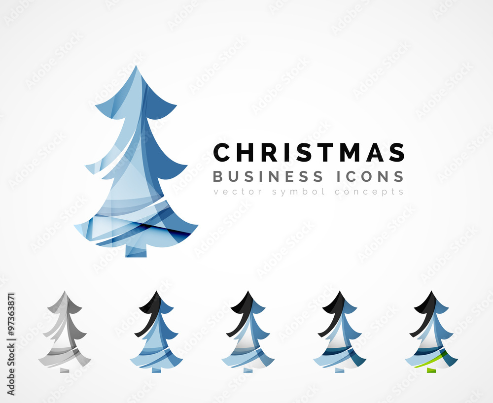 Set of abstract Christmas Tree Icons, business logo concepts, clean modern glossy design Set of abstract Christmas Tree Icons, business logo concepts, clean modern glossy design