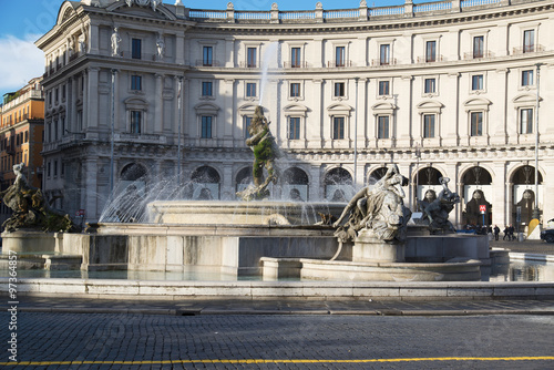 Rome, Italy - November 24, Rome city life. View of Rome Piazza della Reppublica November 24, 2015, Rome, Italy. photo