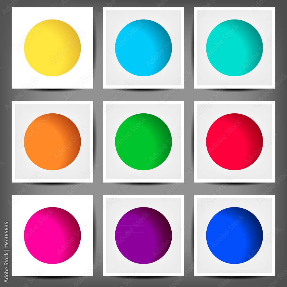 set of colored round banners