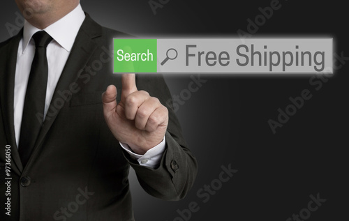 Free shipping browser is operated by businessman concept