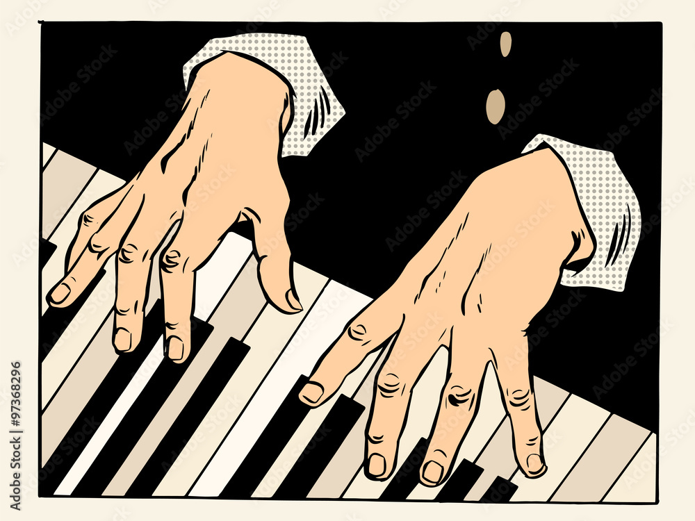 Fototapeta premium piano keys pianist hands