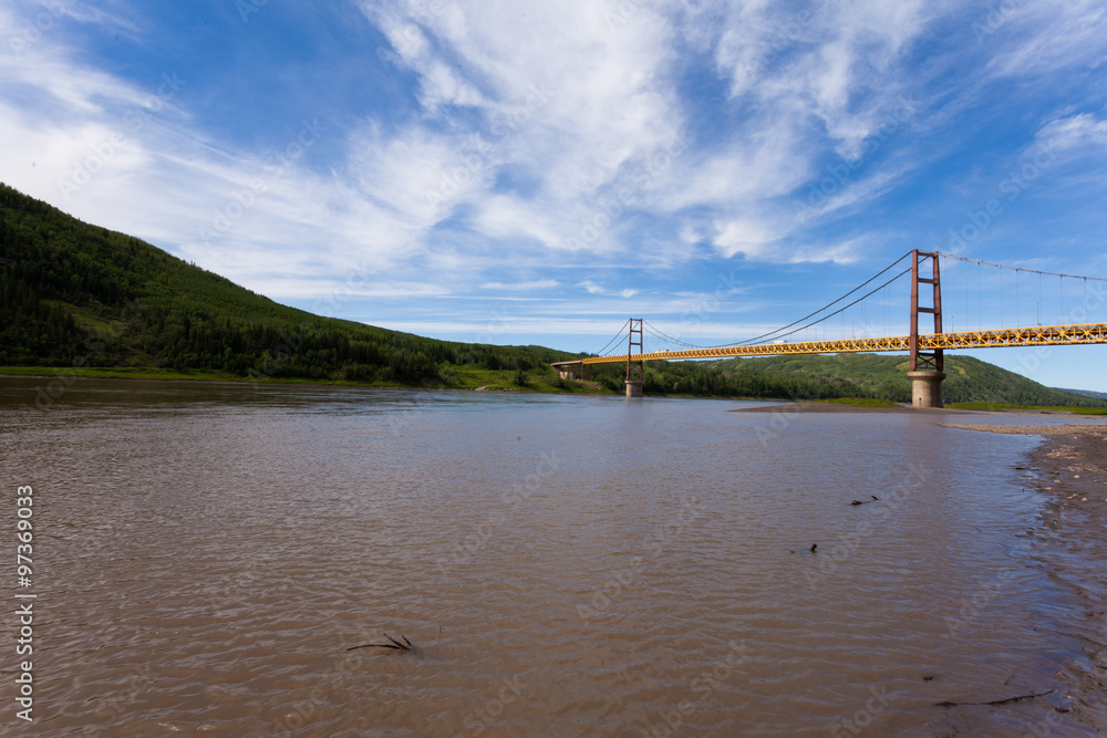 Fototapeta premium Dunvegan suspension bridge Alberta Canada