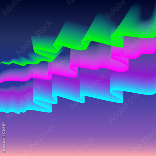 Northern or polar lights  copy-space background  vector illustration