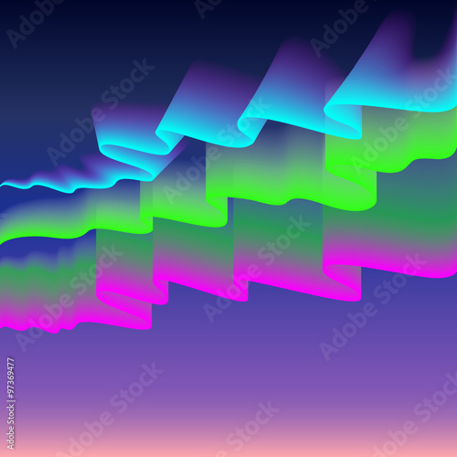 Northern or polar lights, copy-space background, vector illustration