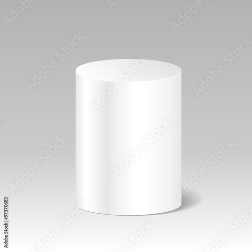 Realistic Blank White Cylinder. Product Package Box Mock Up. Sta
