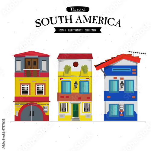 South America townhouse. home set - vector
