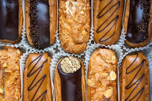 Variety of eclairs