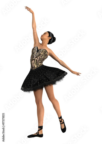 Asian Ballerina on White