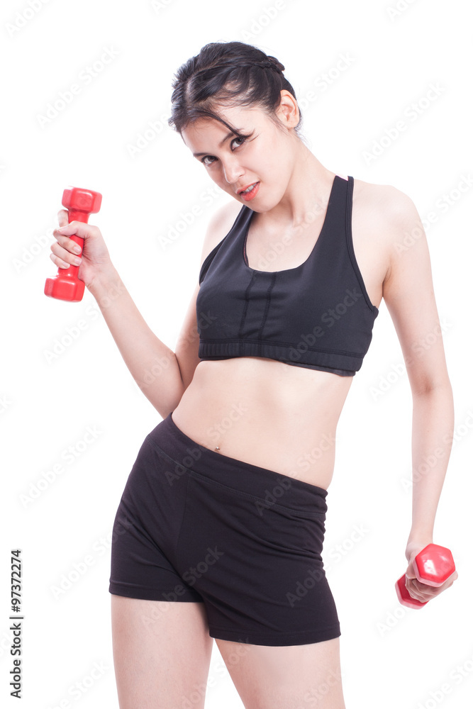 Sport woman doing exercise with lifting weights Sport woman doing exercise with lifting weights