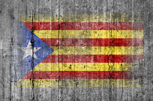 Catalan independence flag painted on background texture gray con photo