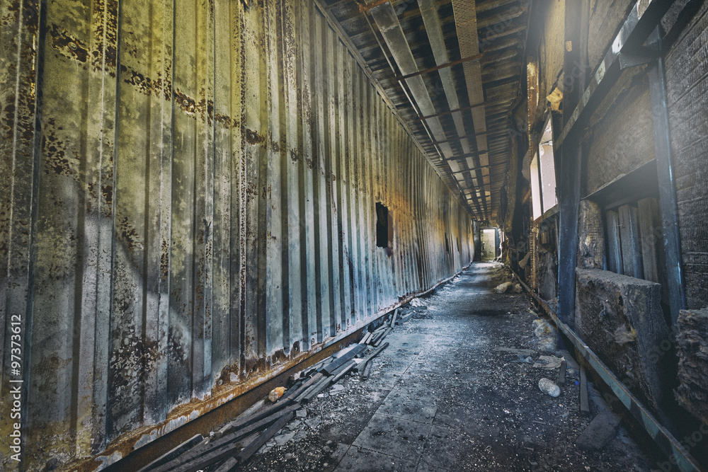 Old abandoned ruin factory damage building