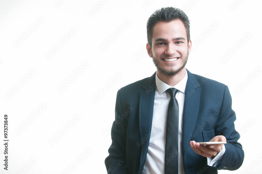 Happy businessman, positive emotions, portrait on white background Happy businessman, positive emotions, portrait on white background
