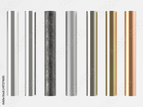 Fotografie, Obraz 3d rendered many shades of metal pipes