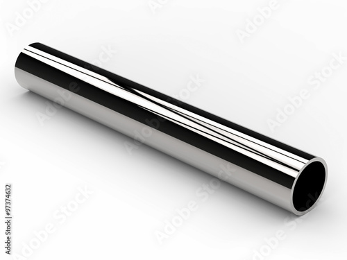 3d rendered shiny metal pipe isolated on white