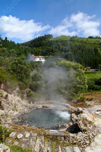   Volcanic hot spring in Furnas  Sao Miguel island  Azores