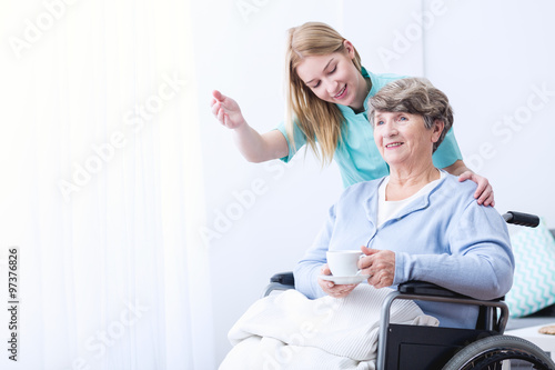 Woman take care of patient