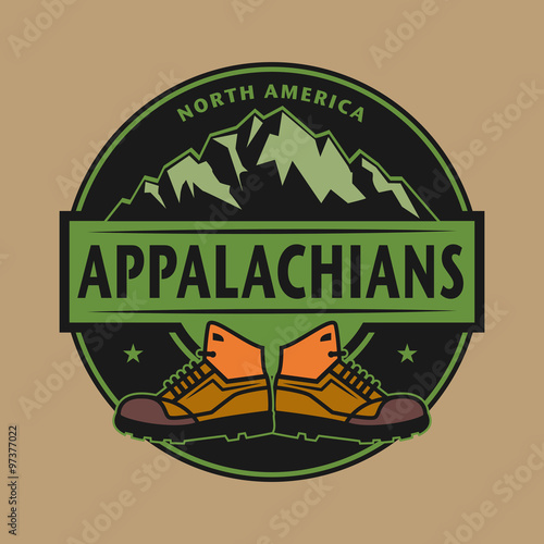 Stamp with text Appalachian Mountains, North America