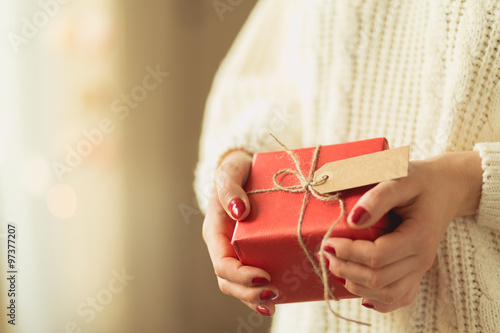 Lady holding new year gift