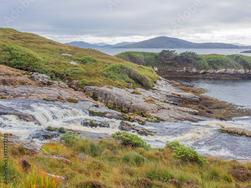 Waterfall after rain, Isle of Harris, Inner Hebrides, Scotland, UK