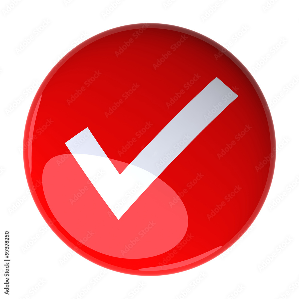 Red Check Mark Button. Digitally generated 3d image. Red Check Mark Button. Digitally generated 3d image.