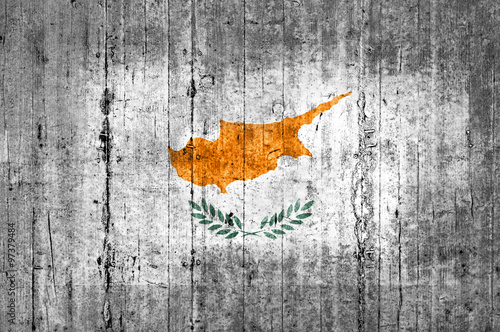 Cyprus flag painted on background texture gray concrete