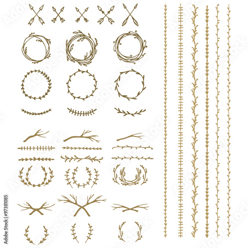 ancient  wreath, text dividers and borders with laurel leaves,