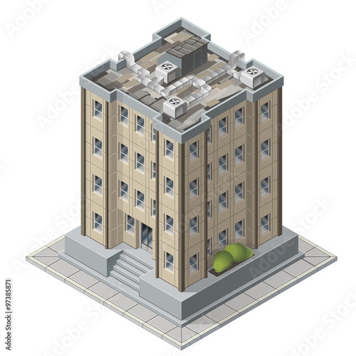 High rises isometric building icons for game