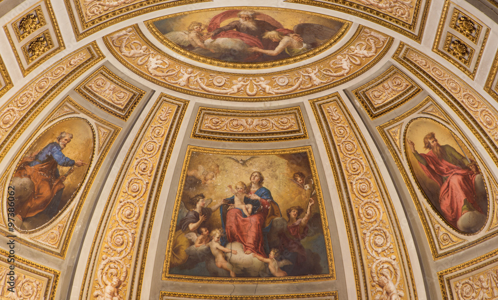 Rome - fresco of Madonna, St. Peter, St, Paul, and the God the Creator