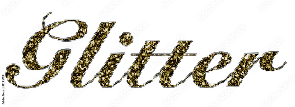The word Glitter made of golden shiny gold Jewelry The word Glitter made of golden shiny gold Jewelry