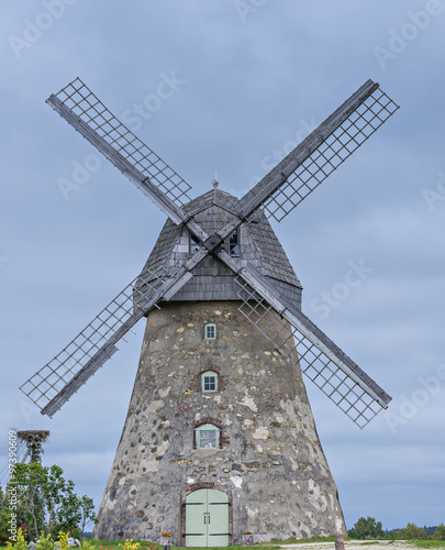 Old windmill in region of the Vidzeme. Region of Vidzeme is beauty location of Latvia where medieval history meets with marvelous scenic landscapes
