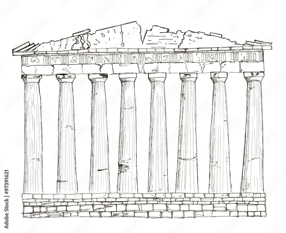 Acropolis of Athens. Erechtheum. Athens. Greece. Hand Drawn Sketch. Vector  Illustration. Stock Vector - Illustration of erechtheum, archeology:  112297892