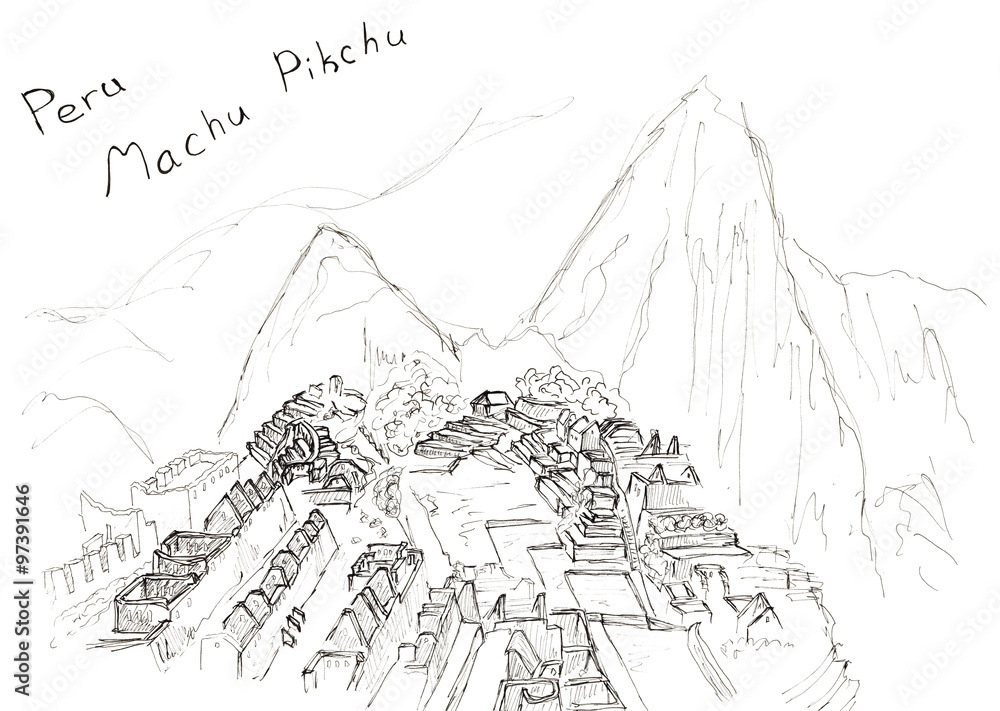 How to draw Machu Picchu easy - YouTube