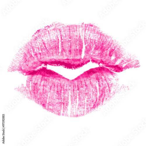 Perfect imprint of pink lipstick.