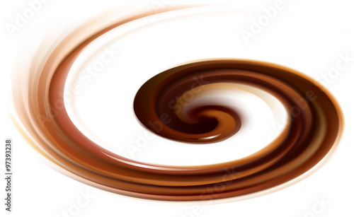 Vector background of swirling creamy chocolate texture