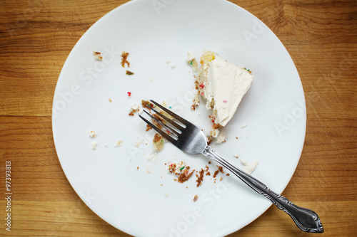 Half eaten cake on a plate