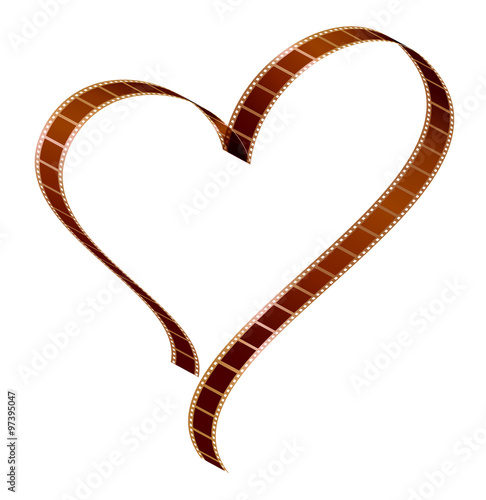 Filmstrip heart shape. Isolated on white background