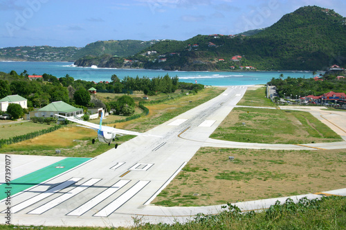 Plane Lands at Airport in Saint Barthélemy