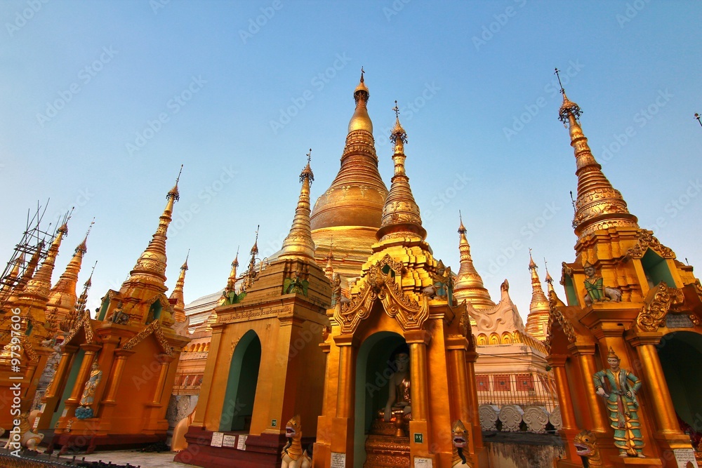 The Shwedagon Pagoda also known as the Great Dagon Pagoda and the Golden Pagoda, is a gilded stupa located in Yangon, Myanmar The Shwedagon Pagoda also known as the Great Dagon Pagoda and the Golden Pagoda, is a gilded stupa located in Yangon, Myanmar