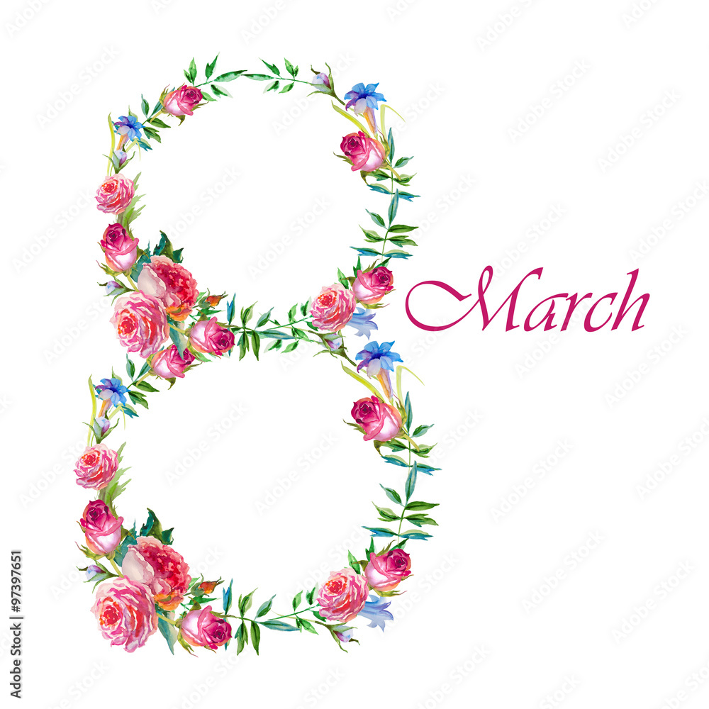 Greeting card with March 8 Greeting card with March 8