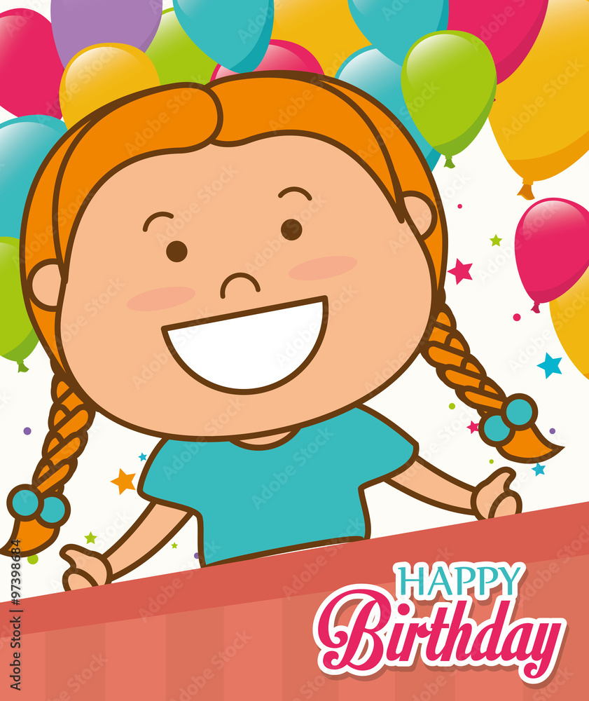 Fototapeta premium Kids birthday celebration cartoon