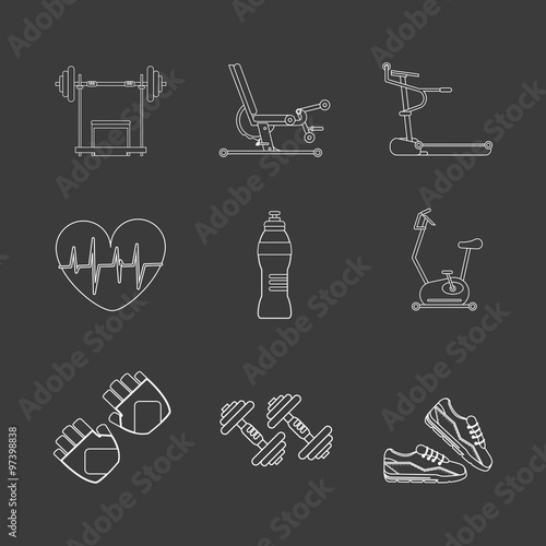Gym and fitness icons design 